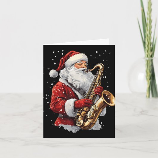 Santa Playing Saxophone Xmas Musician Saxophonist Kaart (Voorkant)