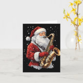 Santa Playing Saxophone Xmas Musician Saxophonist Kaart (Gele Bloem)