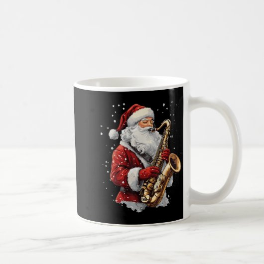 Santa Playing Saxophone Xmas Musician Saxophonist  Koffiemok (Rechts)