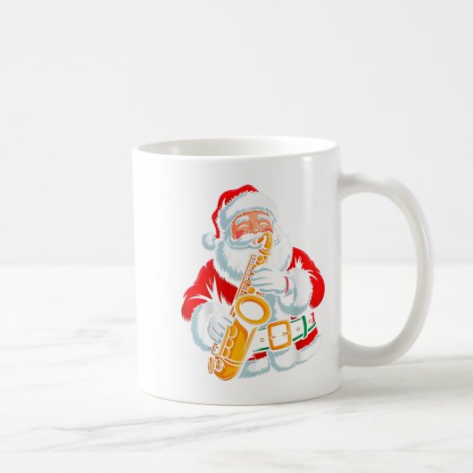 Santa Playing Saxophone Xmas Vibes Funny Christmas Koffiemok (Rechts)