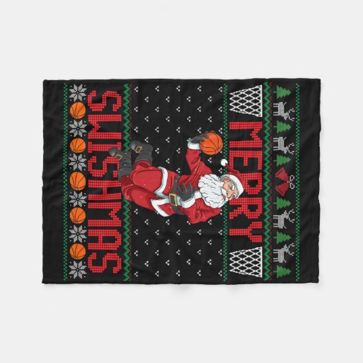 Santa Playing Sketll Ugly Christmas Sweater Swishm Fleece Deken (Voorkant (Horizontaal))
