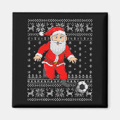 Santa Playing Soccer Football Ugly Christmas Sweat Magneet (Voorkant)