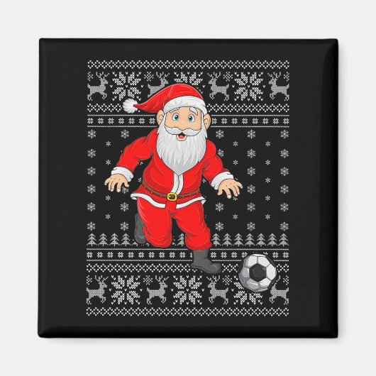 Santa Playing Soccer Football Ugly Christmas Sweat Magneet (Voorkant)