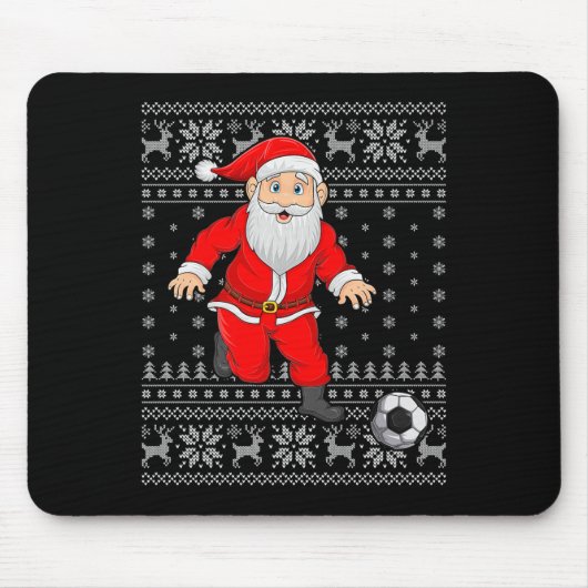 Santa Playing Soccer Football Ugly Christmas Sweat Muismat (Voorkant)