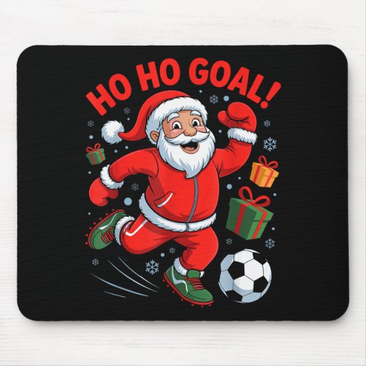 Santa Playing Soccer Funny Holiday Christmas Xmas Muismat (Voorkant)