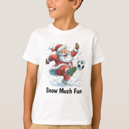 Santa Playing Soccer in the Snow T-shirt