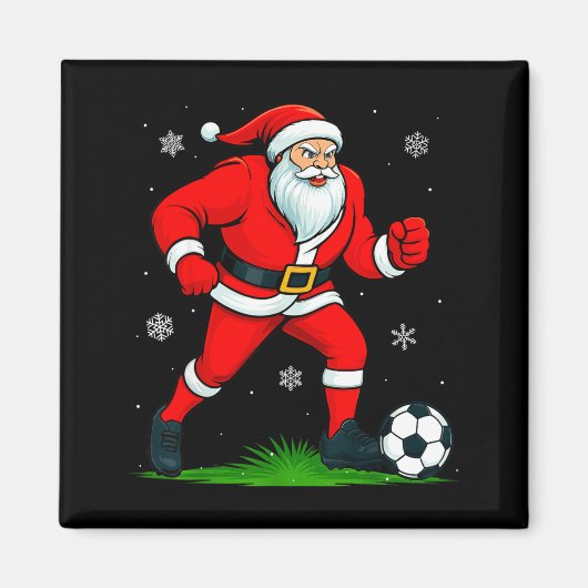 Santa Playing Soccer Xmas Funny Christmas Soccer S Magneet (Voorkant)