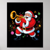 Santa Playing Trumpet Funny Holiday Chrismas Xmas  Poster (Voorkant)