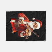 Santa Playing Violin Funny Violin Player Violinist Fleece Deken (Voorkant (Horizontaal))