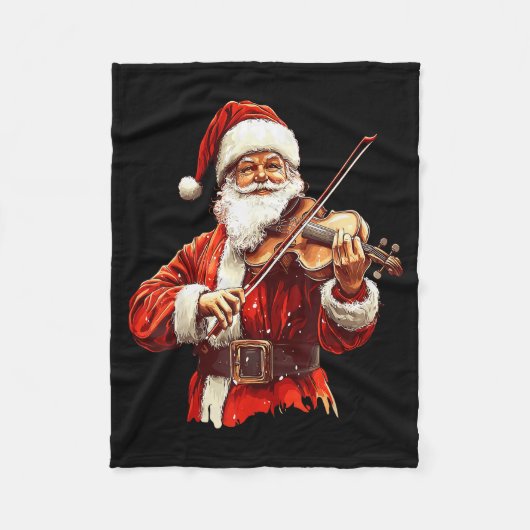 Santa Playing Violin Funny Violin Player Violinist Fleece Deken (Voorkant)