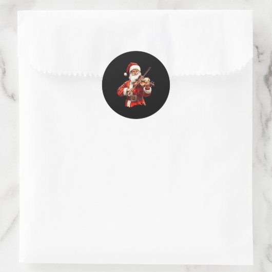 Santa Playing Violin Funny Violin Player Violinist Ronde Sticker (Tas)