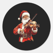 Santa Playing Violin Funny Violin Player Violinist Ronde Sticker (Voorkant)