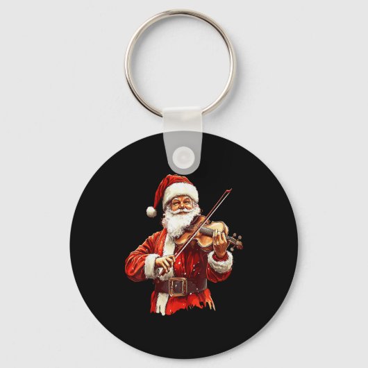 Santa Playing Violin Funny Violin Player Violinist Sleutelhanger (Voorkant)