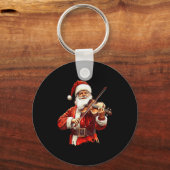 Santa Playing Violin Funny Violin Player Violinist Sleutelhanger (Voorkant)