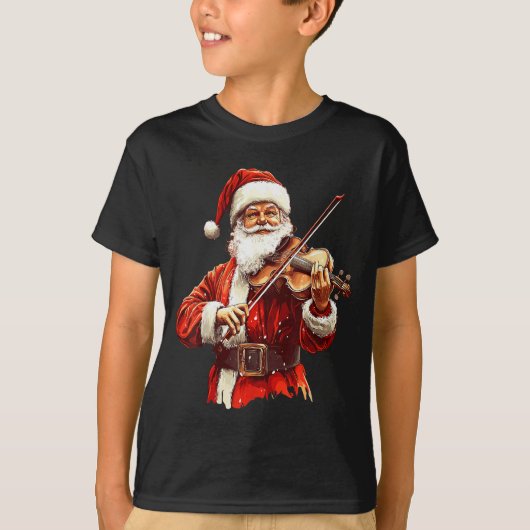 Santa Playing Violin Funny Violin Player Violinist T-shirt (Voorkant)