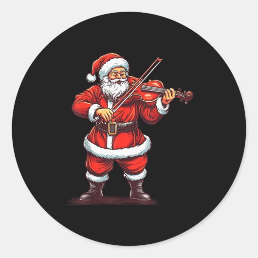 Santa Playing Violin Funny Violinist Violin Player Ronde Sticker (Voorkant)