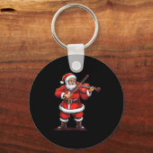 Santa Playing Violin Funny Violinist Violin Player Sleutelhanger (Voorkant)