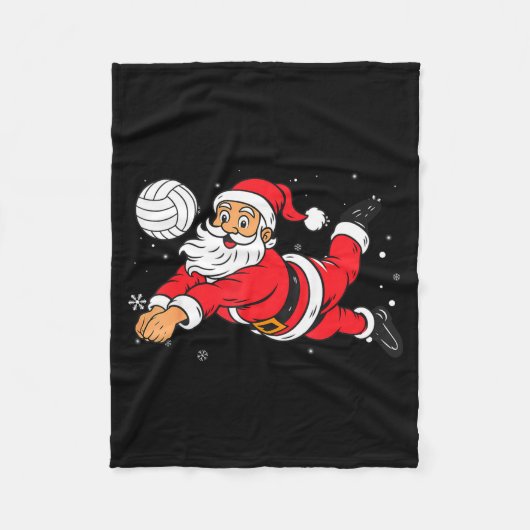 Santa Playing Volleyball Christmas Pajama Cool Srt Fleece Deken (Voorkant)