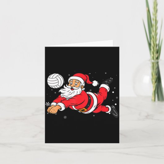 Santa Playing Volleyball Christmas Pajama Cool Srt Kaart (Voorkant)
