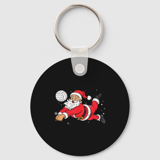 Santa Playing Volleyball Christmas Pajama Cool Srt Sleutelhanger (Voorkant)