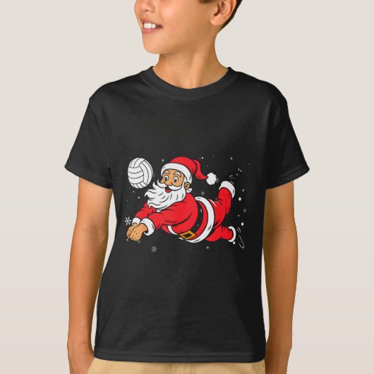 Santa Playing Volleyball Christmas Pajama Cool Srt T-shirt (Voorkant)