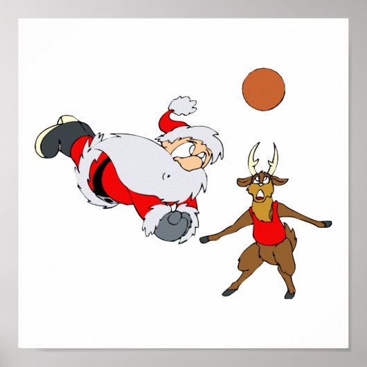 santa playing volleyball poster (Voorkant)