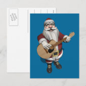 Santa Plays Accoustic Guitar Feestdagenkaart (Voorkant / Achterkant)