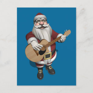 Santa Plays Accoustic Guitar Feestdagenkaart