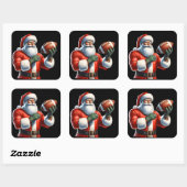 Santa Plays Football Vierkante Sticker (Vel)
