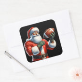 Santa Plays Football Vierkante Sticker (Envelop)