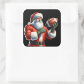 Santa Plays Football Vierkante Sticker (Tas)