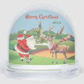 SANTA PLAYS GOLF WITH REINDEER  SNEEUWBOL (Achterkant)