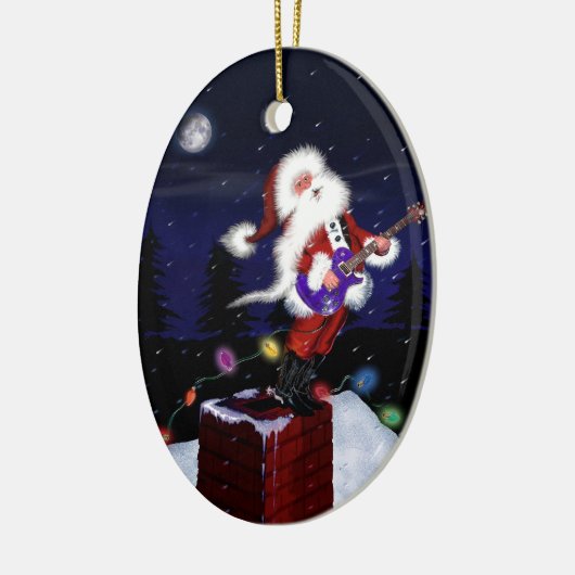 Santa Plays Guitar Keramisch Ornament (Links)