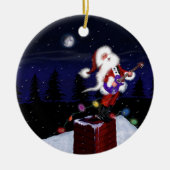 Santa Plays Guitar Keramisch Ornament (Voorkant)