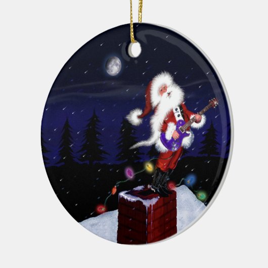 Santa Plays Guitar Keramisch Ornament (Links)