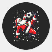 Santa Plays Soccer Bicycle Kick, Christmas Women M Ronde Sticker (Voorkant)
