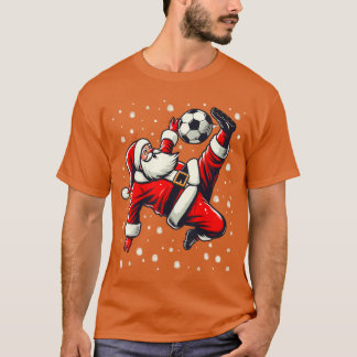Santa Plays Soccer Bicycle Kick Christmas Women Me T-shirt