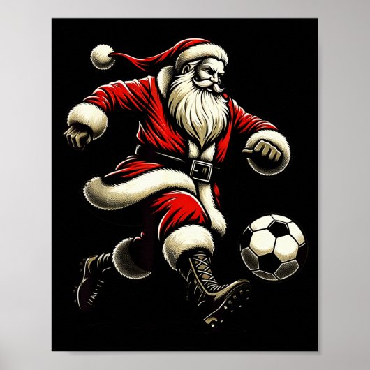 Santa Plays Soccer Srts, Xmas Christmas Women Men  Poster (Voorkant)
