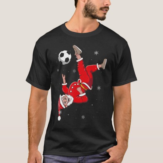 Santa Plays Voetbal Scissors Kick Kerstmis Sp T-shirt (Voorkant)