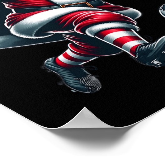 Santa Plays Voetbal Sport Kerstmis Vrouwen Mannen  Poster (Hoek)