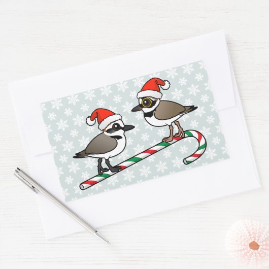 Santa Plovers Rechthoekige Sticker (Envelop)
