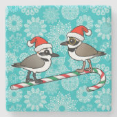 Santa Plovers Stenen Onderzetter (Voorkant)
