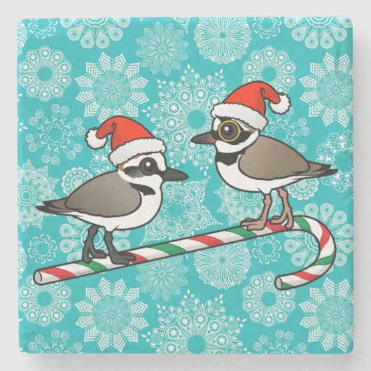 Santa Plovers Stenen Onderzetter (Voorkant)