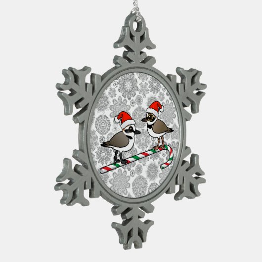 Santa Plovers Tin Sneeuwvlok Ornament (Links)