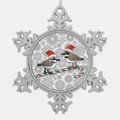 Santa Plovers Tin Sneeuwvlok Ornament (Voorkant)