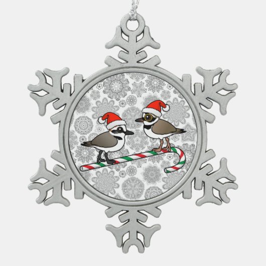 Santa Plovers Tin Sneeuwvlok Ornament (Voorkant)