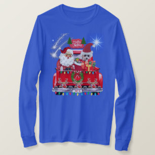 Santa Poedel Rendier Kerst Blauw T-shirt