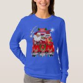 Santa Poedel Rendier Kerst Blauw T-shirt (Voorkant)