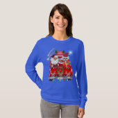 Santa Poedel Rendier Kerst Blauw T-shirt (Voorkant volledig)