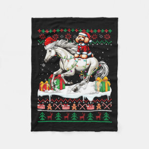 Santa Poedel Rijden Paard Kerstmis Trui Lover Fleece Deken